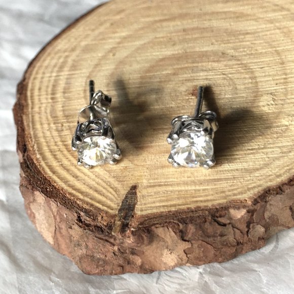 Cambodian Zircon Sterling Silver Earrings Natural Gemstones Studs - Picture 3 of 16